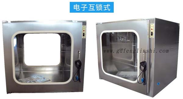電子互鎖傳遞窗內(nèi)部采用集成電路，電磁鎖， 控制面板，指示燈等實現(xiàn)連鎖