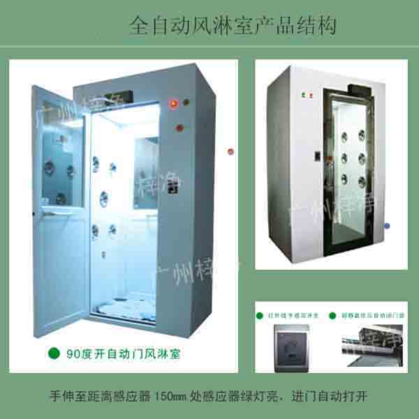 全自動(dòng)風(fēng)淋室又叫全自動(dòng)感應(yīng)吹淋器、全自動(dòng)感應(yīng)風(fēng)淋門、空氣吹淋室